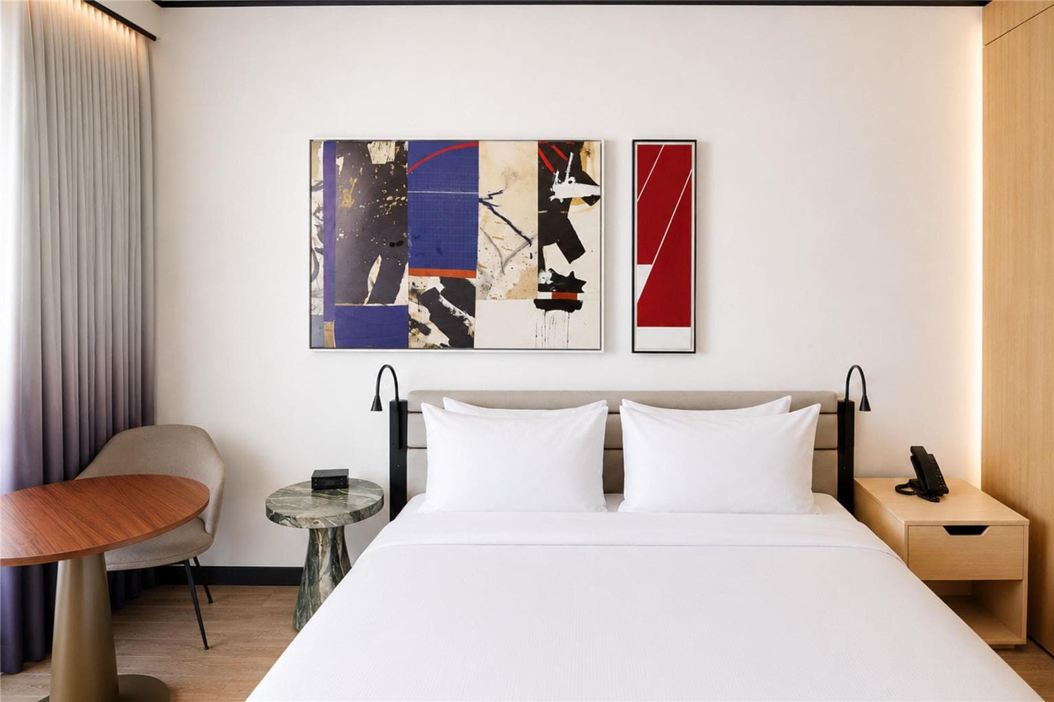 Guest Room,Bed,Bedding,Arts and Entertainment,Indoor/Interior,On-Site,Décor detail,Summer,View from room