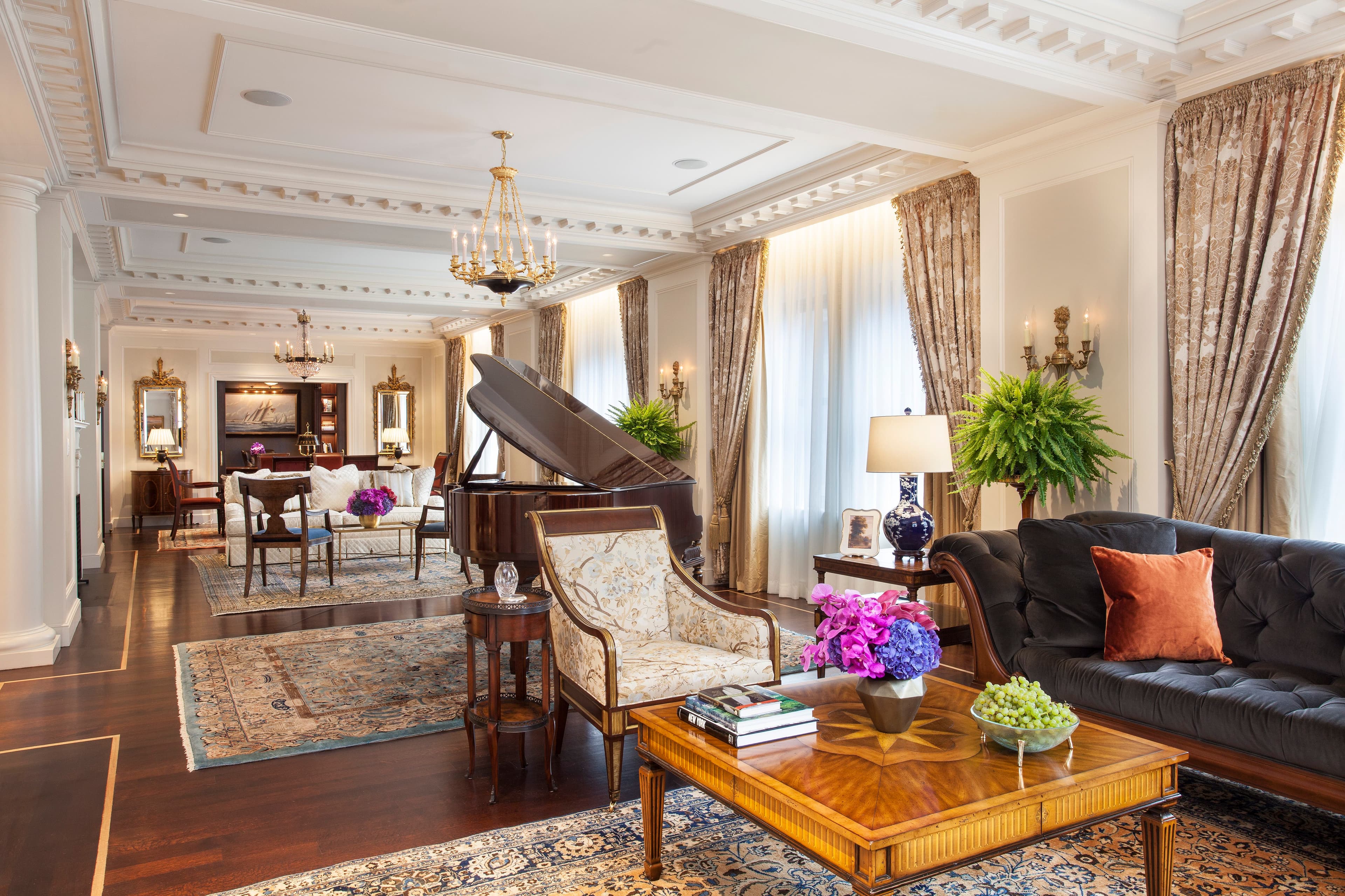 Living Room and Baby Grand Piano Presidential Suite