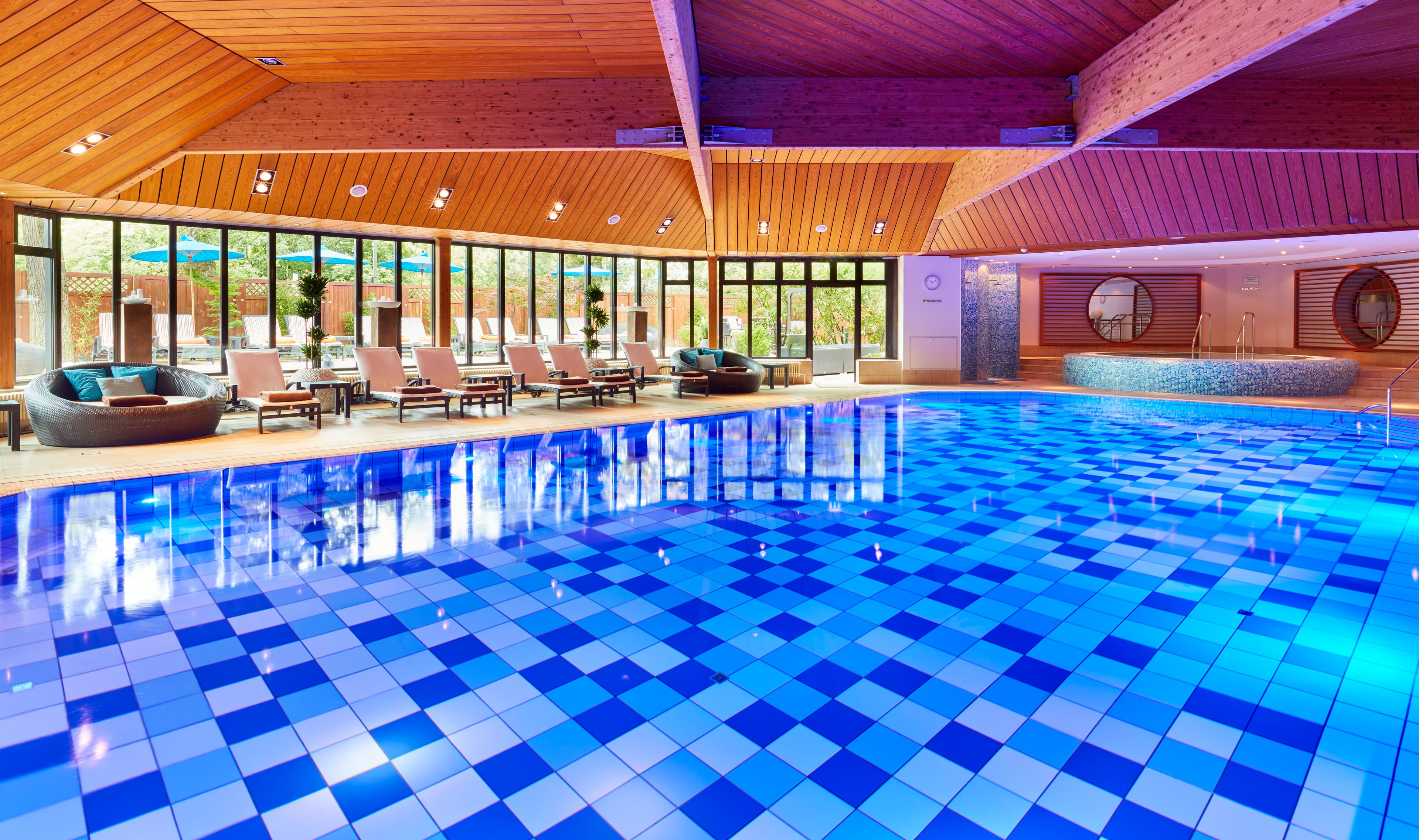 The indoor pool offers a tranquil escape in the heart of the city 
