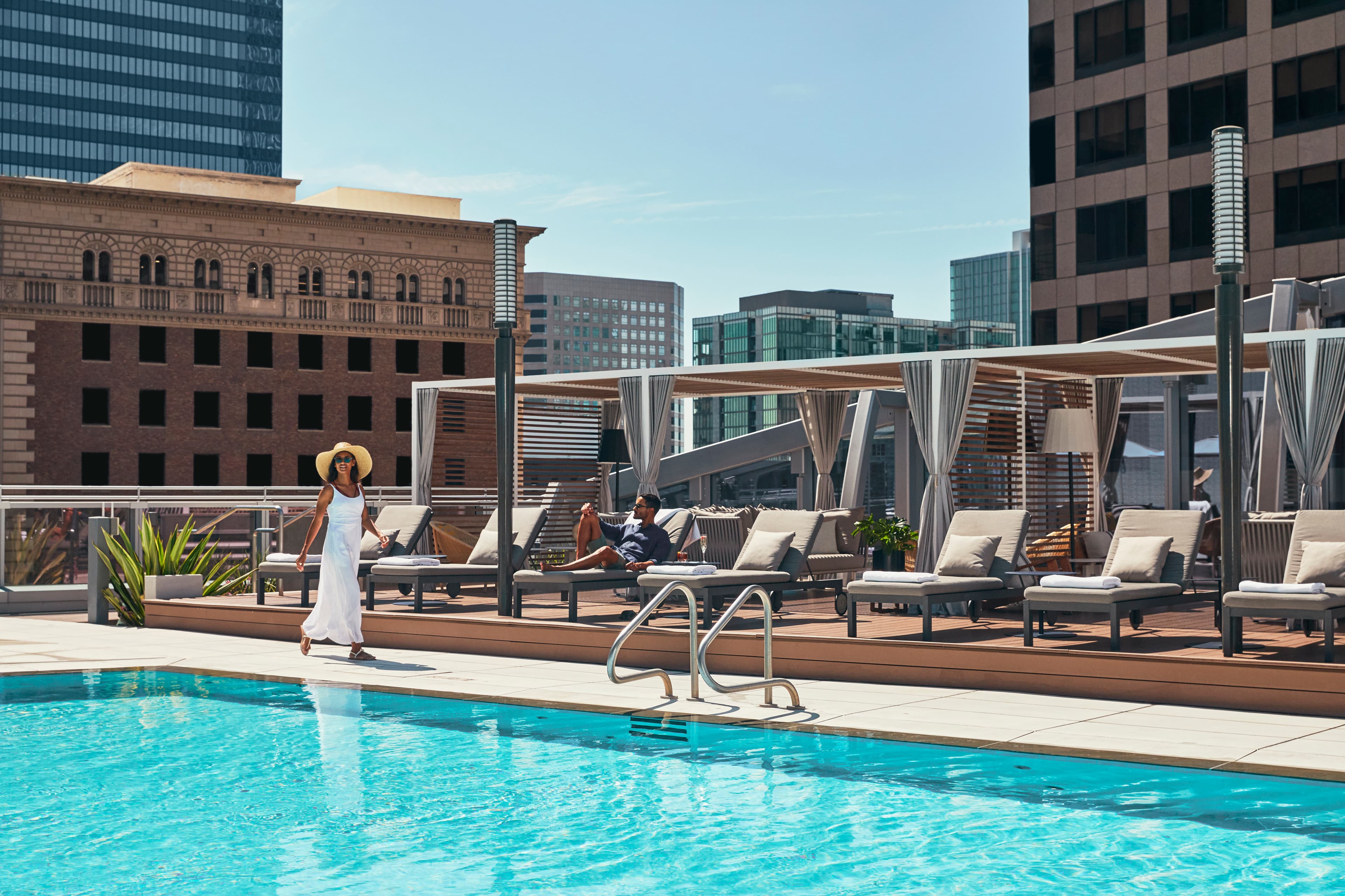 Soak up sun and downtown Los Angeles views from the pool