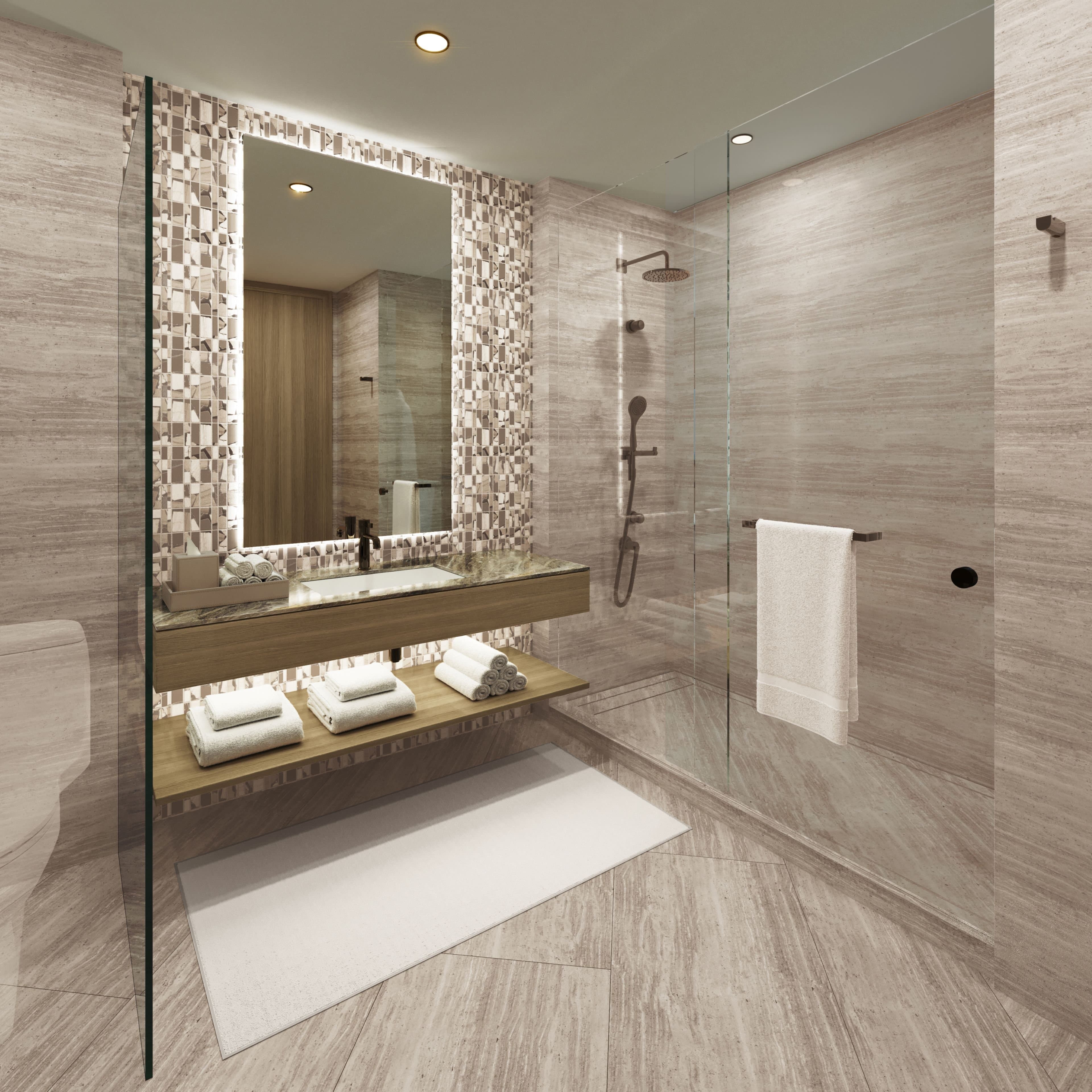 Our guest bathrooms have plenty of counter space to get ready